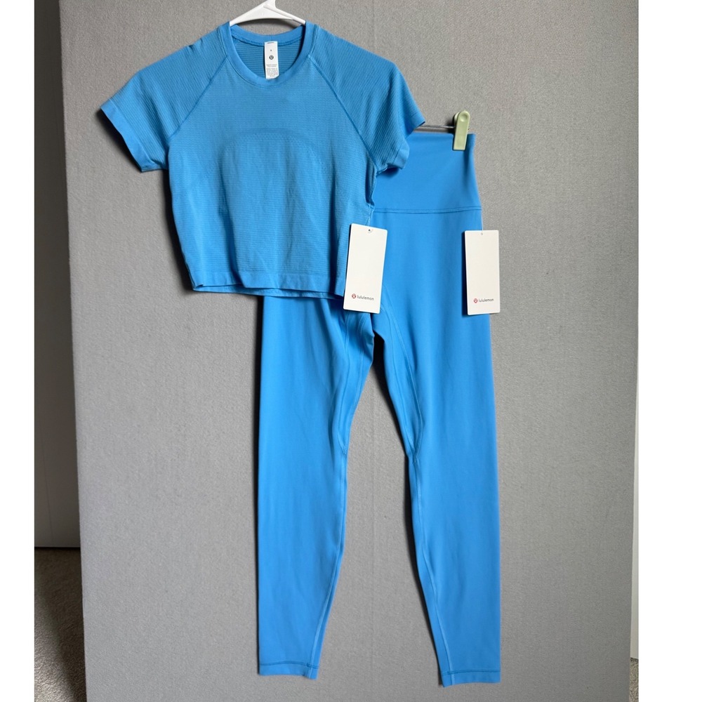 NWT Lululemon Set Women Ocean Wave Swiftly Tech Crop Sz 6 Align HR Pant 28" Sz 8